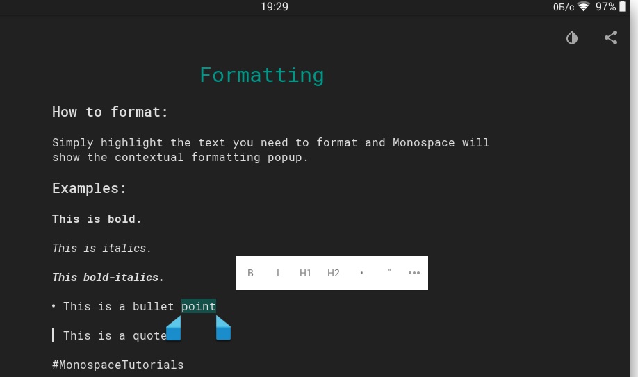 Простой и функциональный текстовый редактор для Android - Monospace